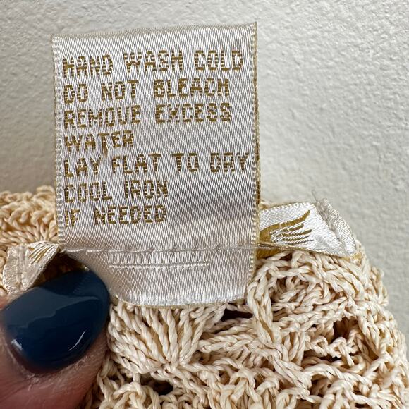 Gold Hawk Crochet Cardigan Ivory Small Boho Cottage Core Hippie Festival - Picture 8 of 9